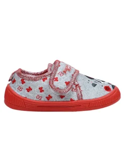 Slipper in Grau/ Rot