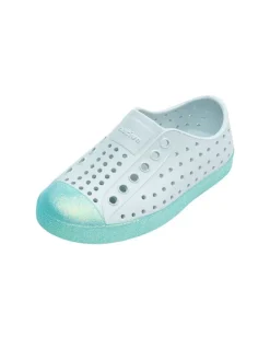 Slipper in Türkis/ Weiß