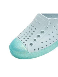 Slipper in Türkis/ Weiß