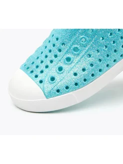 Slipper in Türkis/ Weiß