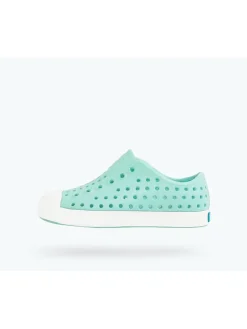 Slipper in Türkis/ Weiß