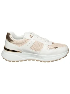 Sneakers in Weiß/ Beige/ Gold