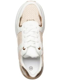 Sneakers in Weiß/ Beige/ Gold