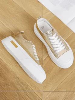 Sneakers in Weiß/ Gold