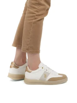 Sneakers in Weiß/ Hellbraun