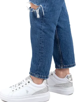 Sneakers in Weiß/ Silber