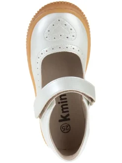 Spangenballerinas in Silber/ Weiß