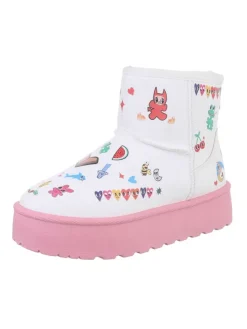 Stiefelette in Rosa und Weiß