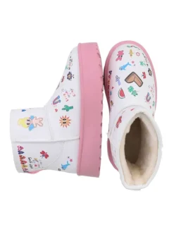 Stiefelette in Rosa und Weiß