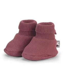 Strick-Hausschuhe in Dunkelrosa
