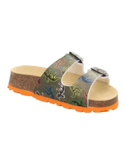 Tieffußbett Pantolette FUSSBETTPANTOFFEL in Grün/Mehrfarbig