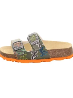 Tieffußbett Pantolette FUSSBETTPANTOFFEL in Grün/Mehrfarbig