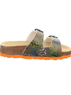 Tieffußbett Pantolette FUSSBETTPANTOFFEL in Grün/Mehrfarbig