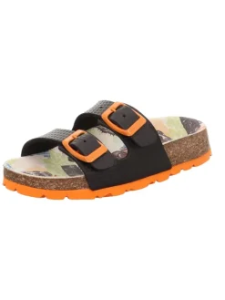Tieffußbett Pantolette FUSSBETTPANTOFFEL in Schwarz/Orange