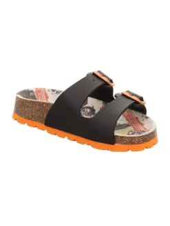 Tieffußbett Pantolette FUSSBETTPANTOFFEL in Schwarz/Orange