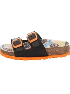 Tieffußbett Pantolette FUSSBETTPANTOFFEL in Schwarz/Orange