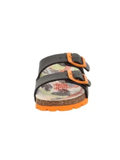 Tieffußbett Pantolette FUSSBETTPANTOFFEL in Schwarz/Orange
