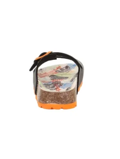 Tieffußbett Pantolette FUSSBETTPANTOFFEL in Schwarz/Orange