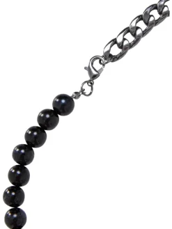 Urban Classics Unisex Half Pearl Exchangable Necklace 2-Pack in gold/gunmetal