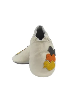 Weiße Baby-Leder-Laufschuhe, komfortabel mit rutschfester Sohle - Entenmuster