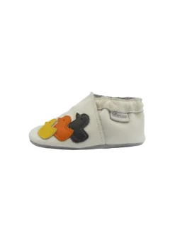 Weiße Baby-Leder-Laufschuhe, komfortabel mit rutschfester Sohle - Entenmuster