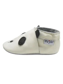 Weiße Baby-Lederschuhe, rutschfeste Sohle - Panda-Muster