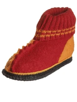 Wollfilz-Hüttenschuhe "Trixi" in Rot/ Orange