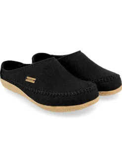 Woll-Hausschuhe "Credo" in Schwarz