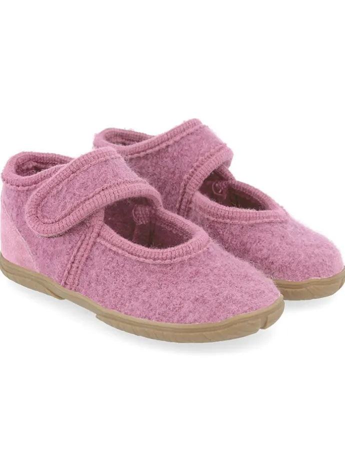 Woll-Hausschuhe "Feline" in Rosa