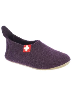 Woll-Hausschuhe "Gipfelkreuz" in Lila