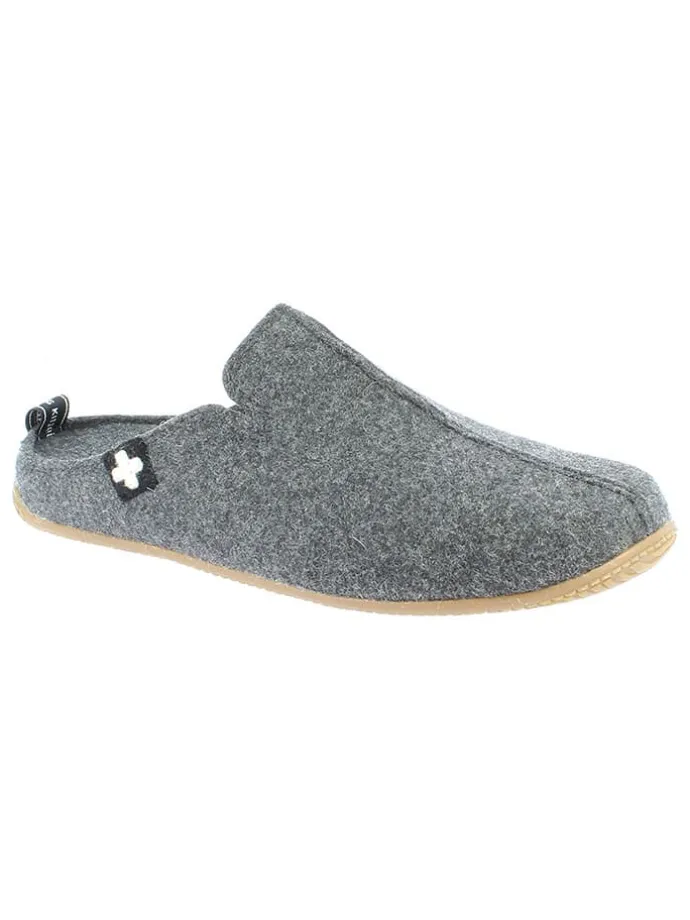 Woll-Hausschuhe "Gipfelkreuz" in Anthrazit