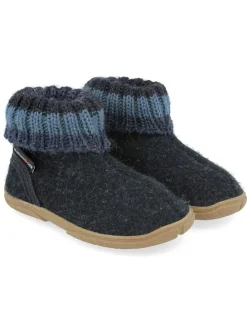 Woll-Hausschuhe in Dunkelblau
