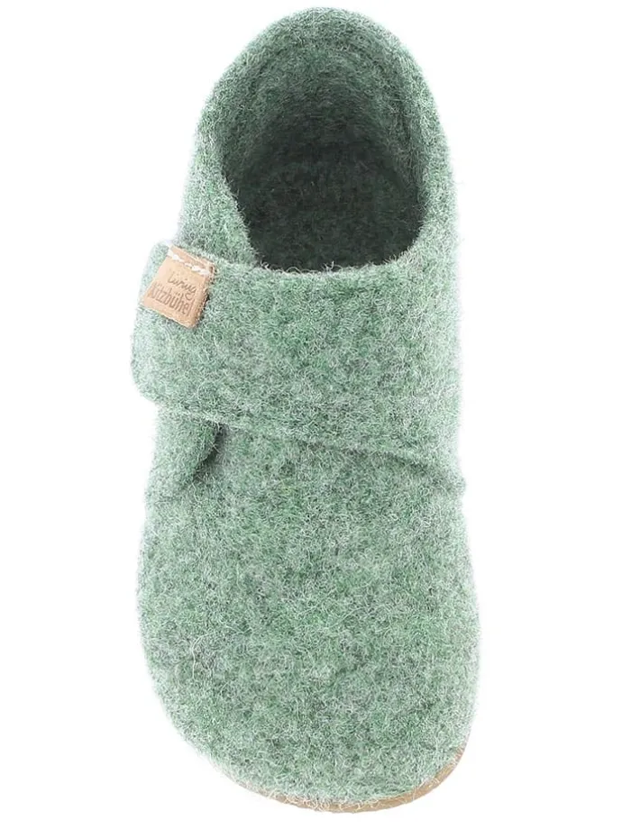 Woll-Hausschuhe in Dunkelgrün