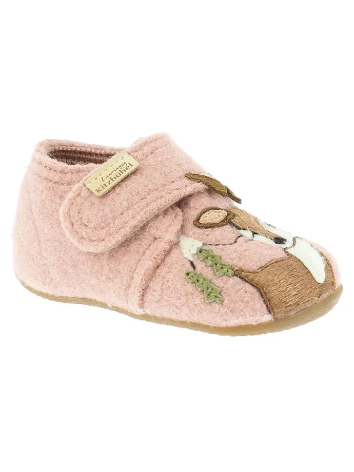 Woll-Hausschuhe "Rehkitz" in Rosa