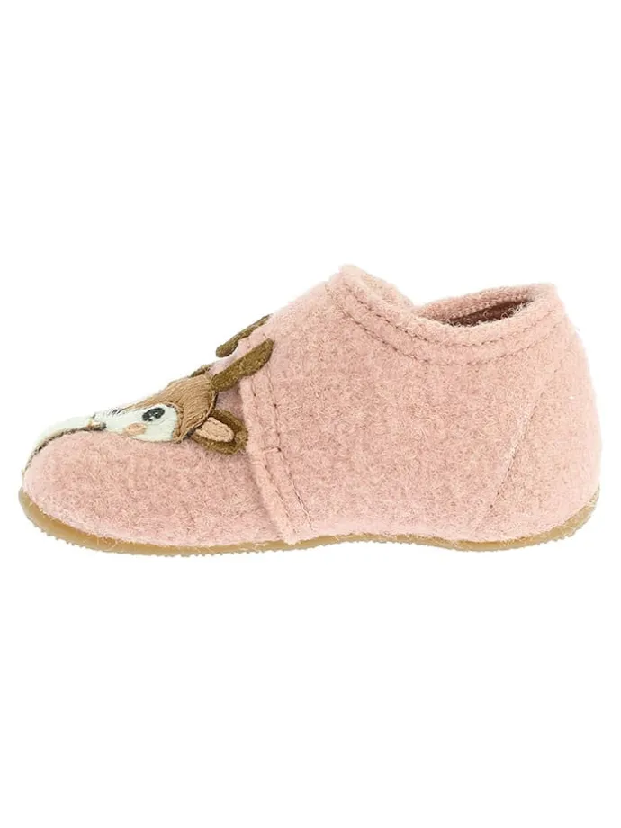 Woll-Hausschuhe "Rehkitz" in Rosa