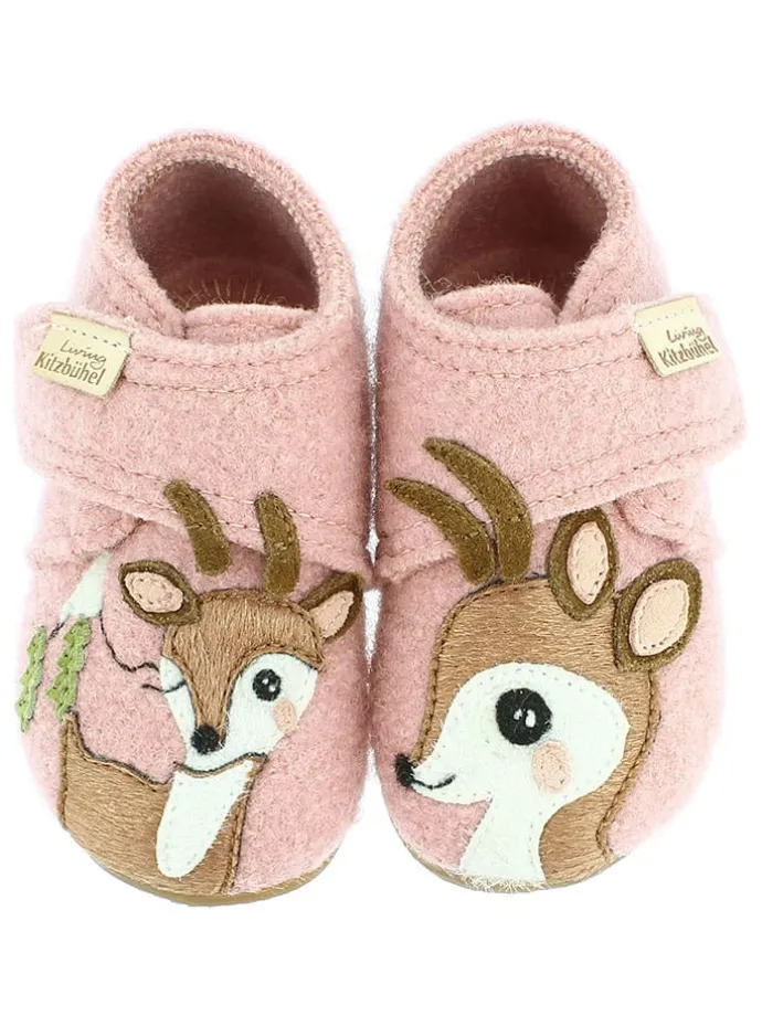 Woll-Hausschuhe "Rehkitz" in Rosa