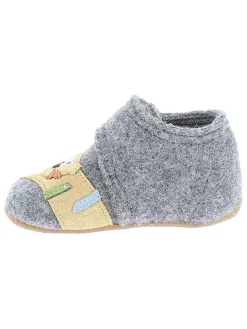 Woll-Hausschuhe "Tiger & Fußball" in Grau