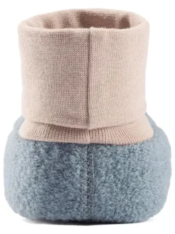 Wollwalk-Babyschühchen in Blau/ Beige