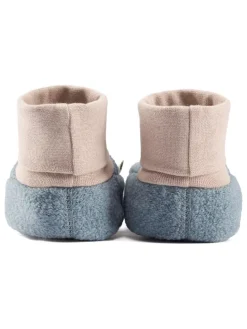 Wollwalk-Babyschühchen in Blau/ Beige