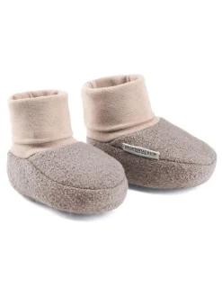 Wollwalk-Krabbelschuhe "Elias" in Hellbraun/ Grau