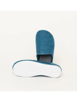 Wool Slip-On Kids petrol/grey