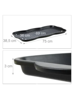 10x Schuhabtropfschale in Schwarz - (B)75 x (H)3 x (T)38 cm