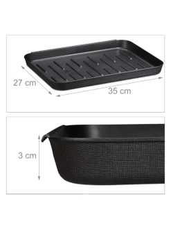 6x Schuhabtropfschale in Schwarz - (B)35 x (H)3 x (T)27 cm