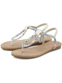 Zehentrenner in beige / blau