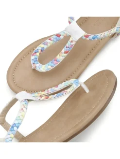 Zehentrenner in beige / blau