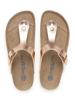 Zehentrenner in Rosa/ Gold