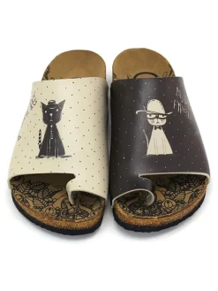 Zehentrenner in Schwarz/ Creme